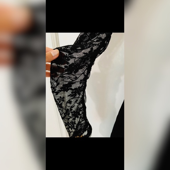 Fashion 80s esque Gothic Black Lace Mini Dress - Picture 6 of 7